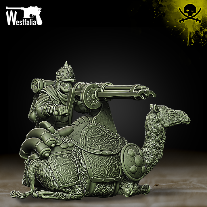 Beduins of Al Badia - Zamburak Camels - Trench Crusade STL file for Jannisary, Jannisary Officer