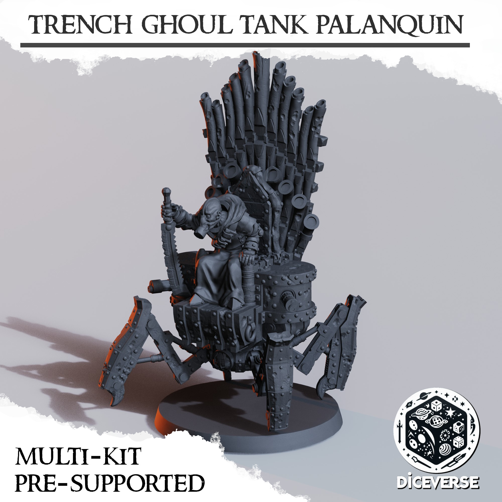 Trench Ghoul Tank Palanquin - Trench Crusade STL file for Heretic Priest
