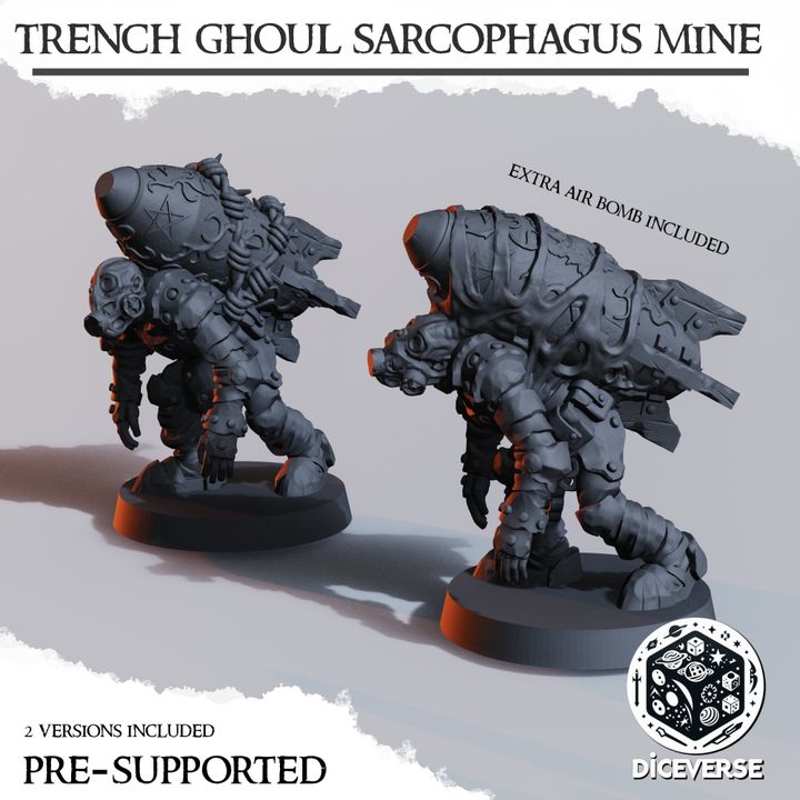 Trench Ghoul Sarcophagus Mine - Trench Crusade STL file for Heretic Trooper