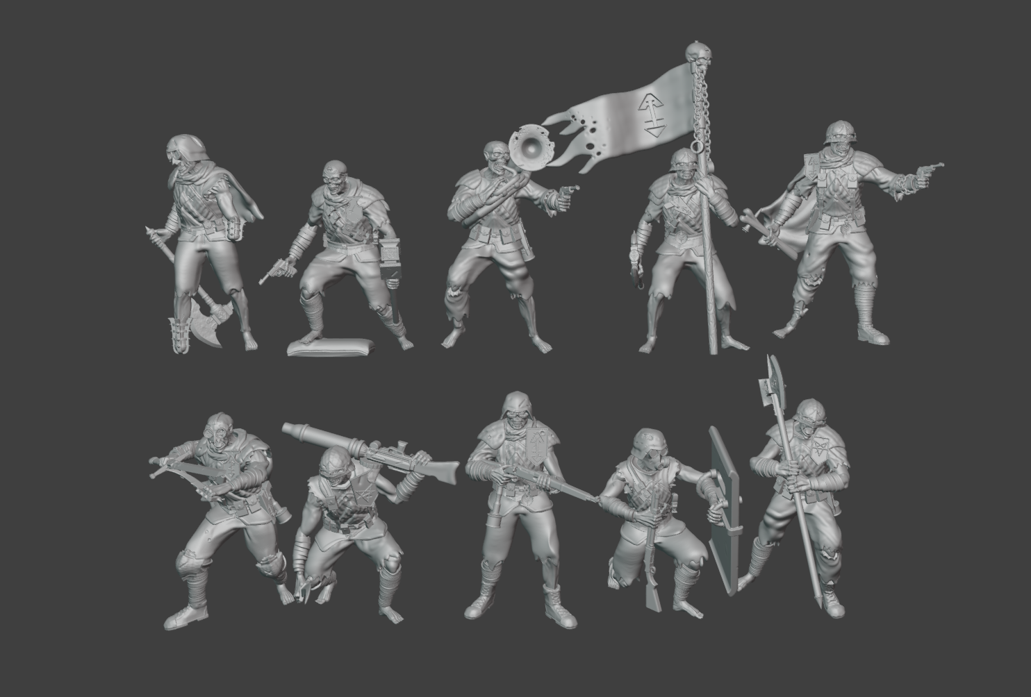 Trench Ghoul Heretic Troopers - Trench Crusade STL file for Heretic Trooper