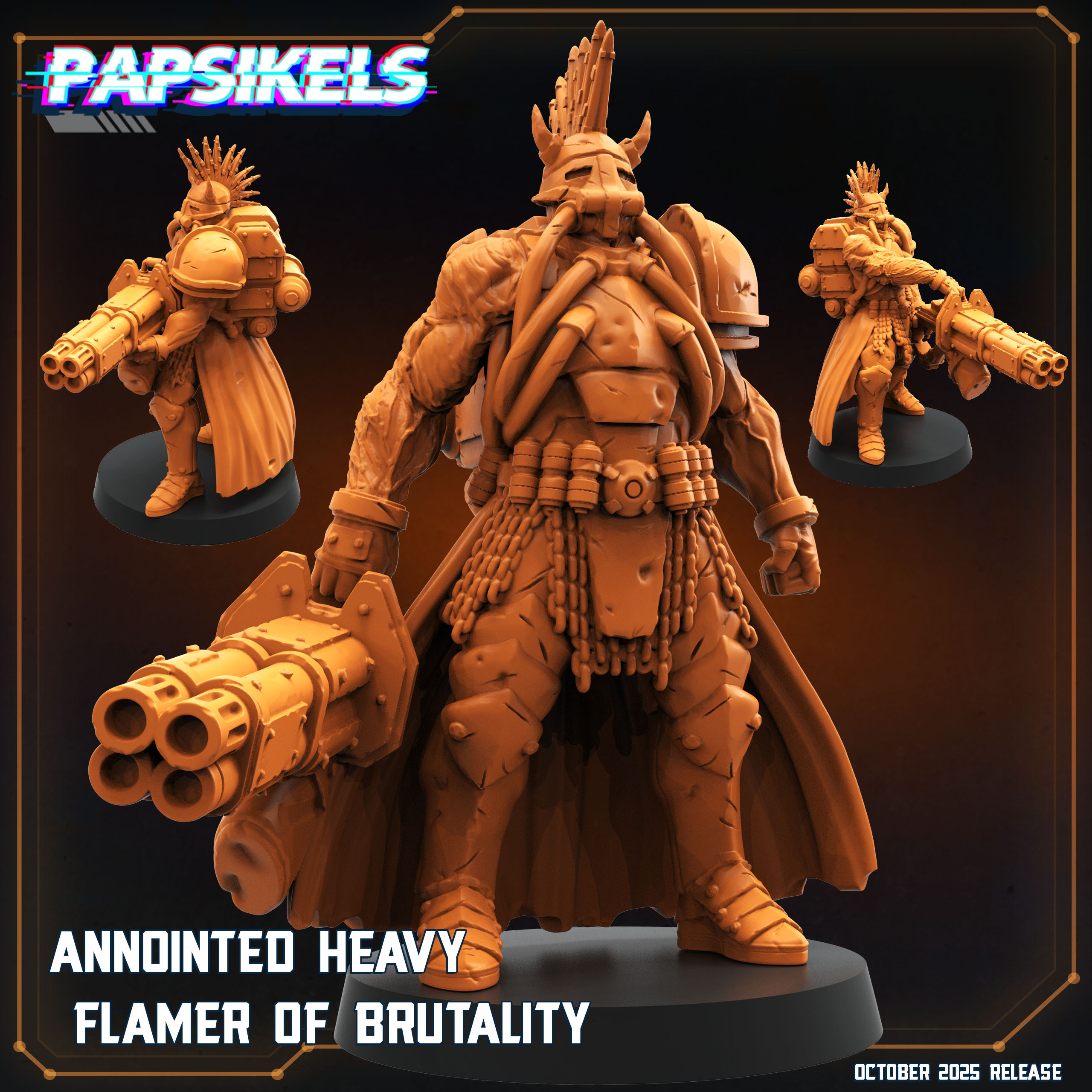 ANNOINTED HEAVY FLAMER OF BRUTALITY - Trench Crusade STL file for Anointed Heavy Infantry