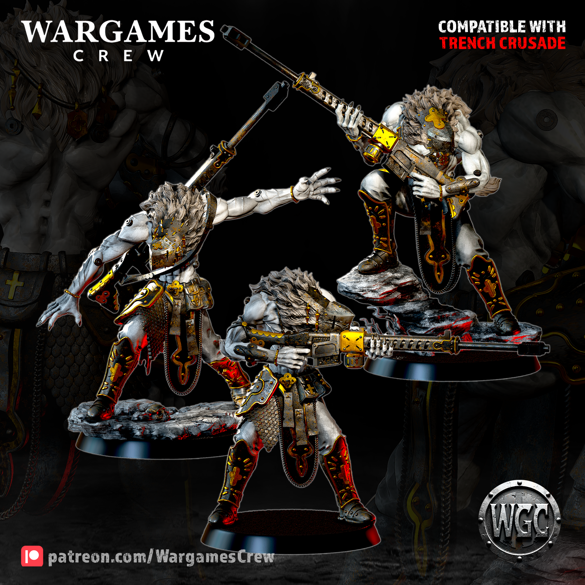 The Maw-Bound Communicators 3 in 1 - Trench Crusade STL file for Communicant Anti-Tank Hunter