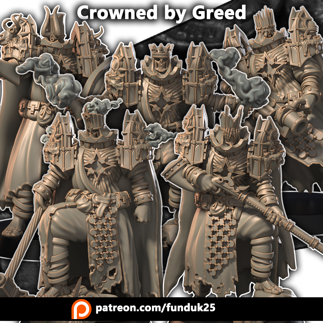 Crowned by Greed - Trench Crusade STL file for Anointed Heavy Infantry