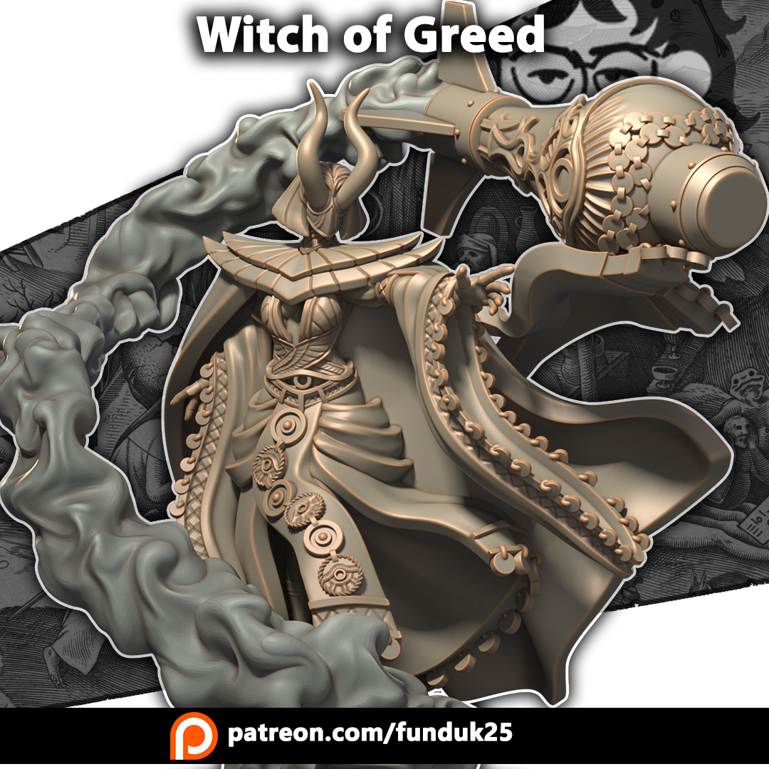 Witch of Greed - Trench Crusade STL file for Artillery Witch of Mammon