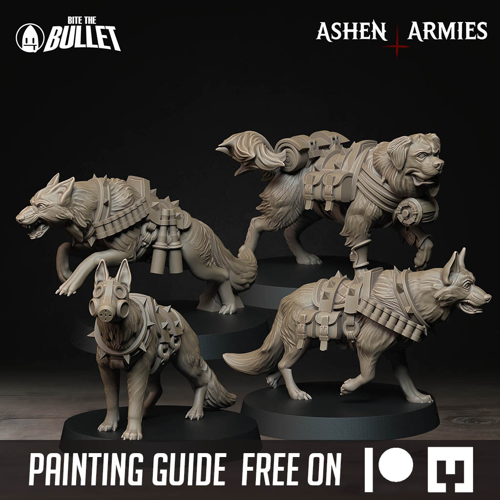 Sanctified Legion - Combat Dogs - Trench Crusade STL file for Trench Dog, Attack Dog, Guard Dog, Mercy Dog