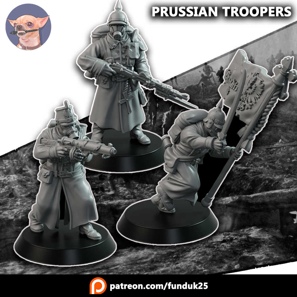 Prussian Troopers - Trench Crusade STL file for Shocktrooper