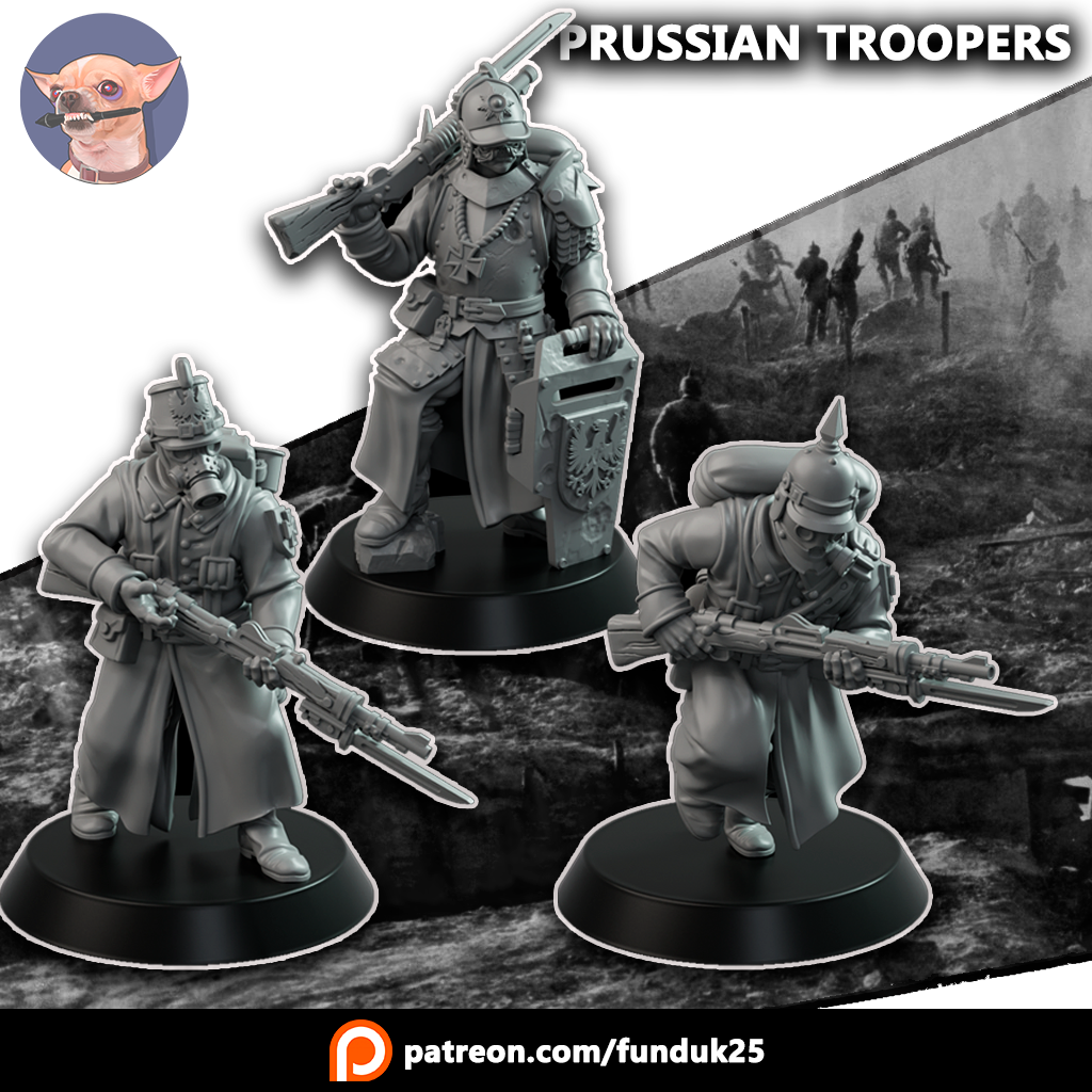 Prussian Troopers - Trench Crusade STL file - Image 2
