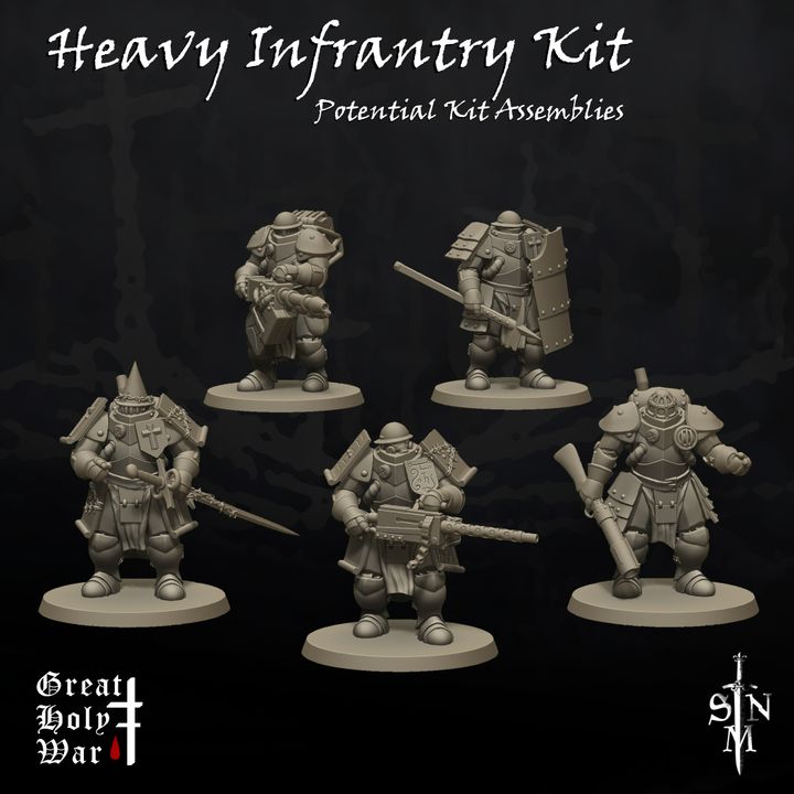 Great Holy War: Heavy Infantry Kit - Trench Crusade STL file for Anointed Heavy Infantry, Mechanised Heavy Infantry