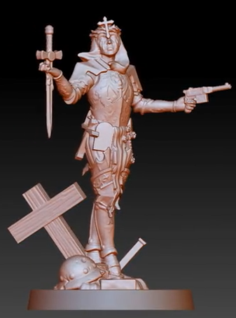 Stigmatic Nun N1 + presupp + armor variant - Trench Crusade STL file for Stigmatic Nun
