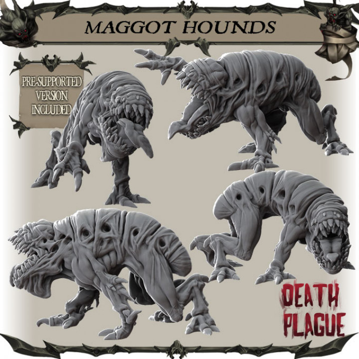 Maggot Hounds - Trench Crusade STL file for Trench Dog (hell Hound), Hound of the Black Grail