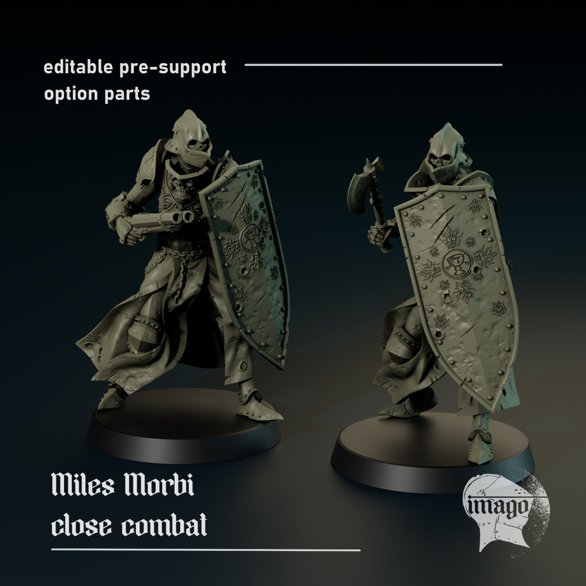 Miles Morbi - modular close combat plague knight - Trench Crusade STL file - Image 2