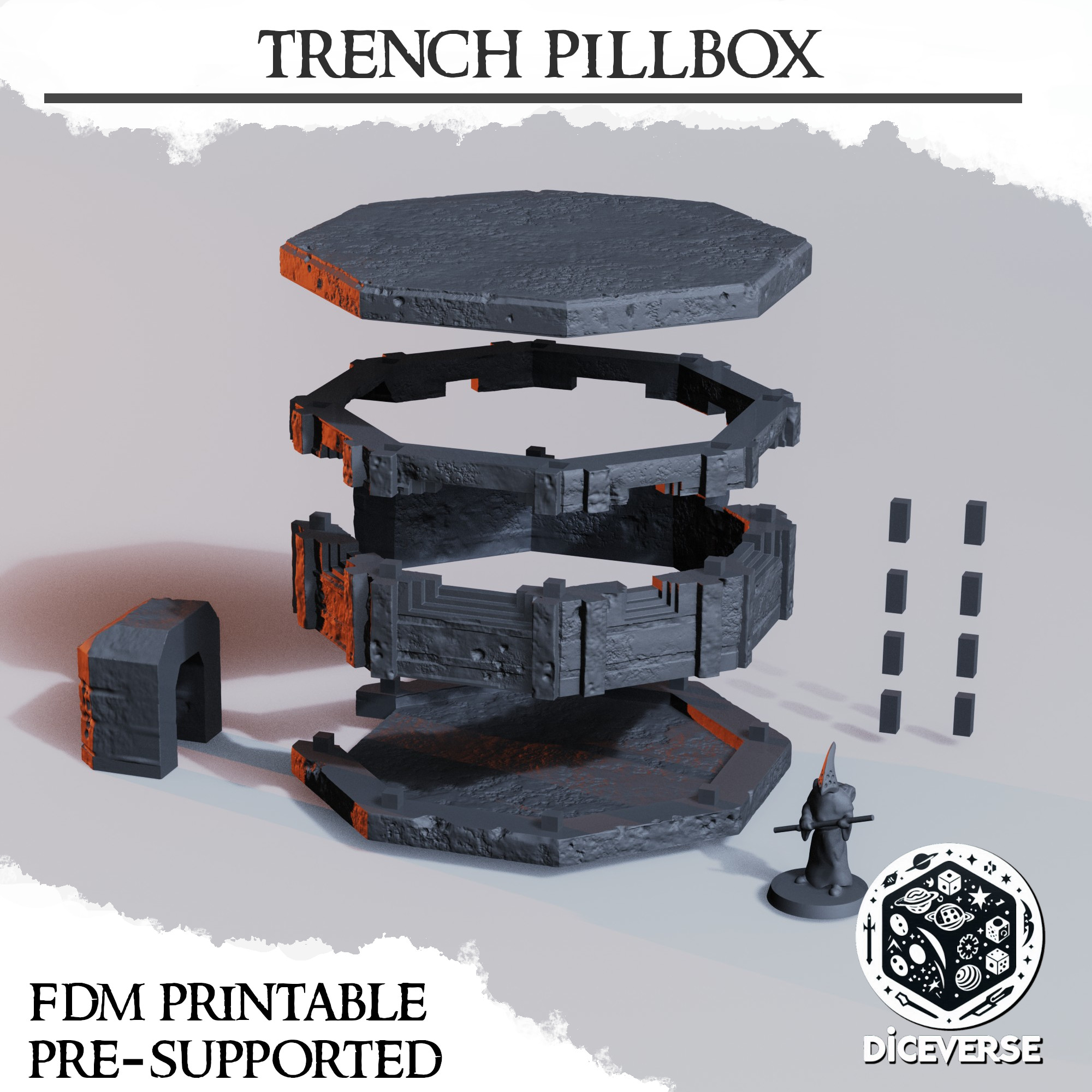 Trench Terrain: Pillbox by Diceverse - Trench Crusade, battlepilgrims, holycrusade, pillbox, pillbox bunker, trench, trench bunker, trench crusade pillbox, trench crusade terrain, trench fortification, trench pillbox, trench terrain, trench war, trench warfare - Image 2