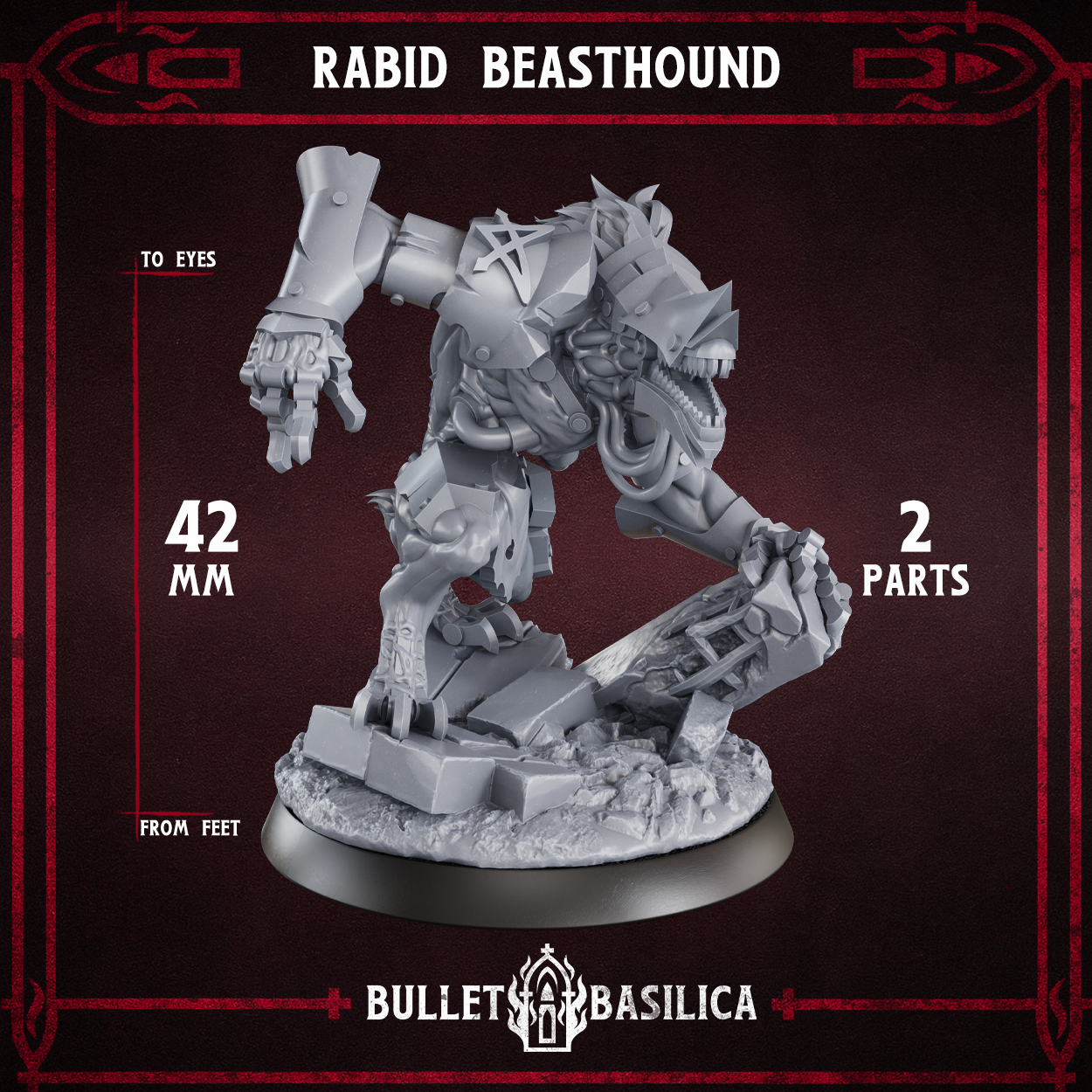 Rabid Beasthound (HQ) - Trench Crusade STL file - Image 2