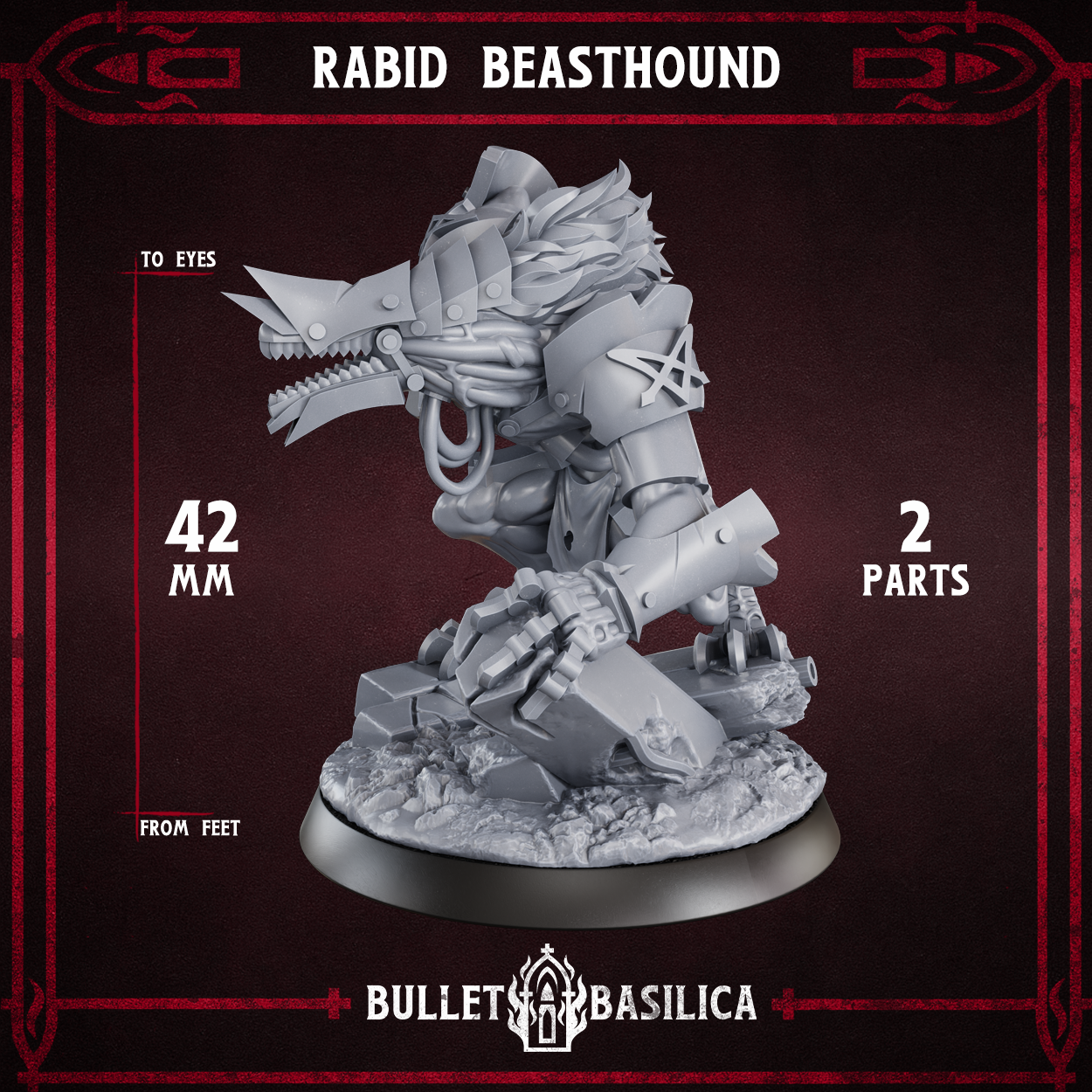 Rabid Beasthound (HQ) - Trench Crusade STL file - Image 4
