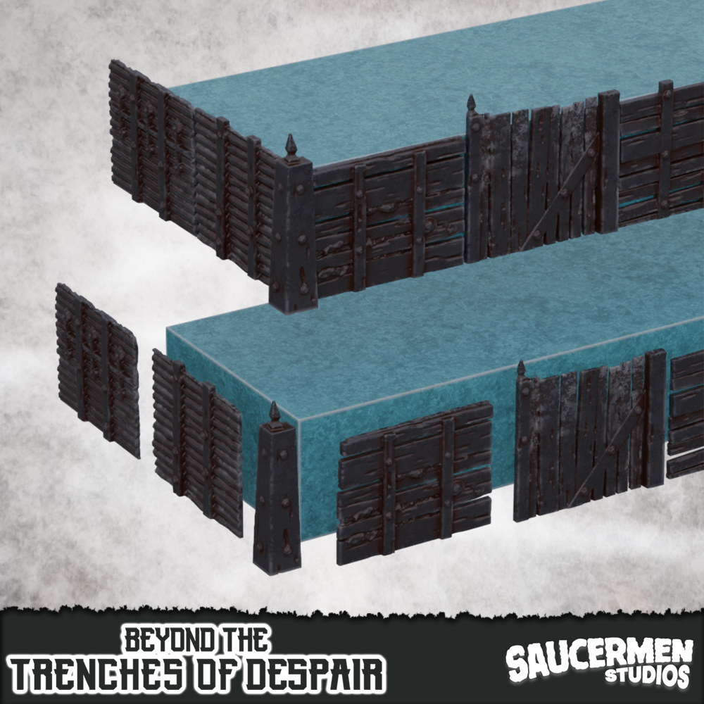 Beyond the Trenches of Despair: Trench Walls (Self-Assembly) by saucermenstudios - Crusade, WALLS, gothic, grimdark, kit, modular, saucermenstudios, scenery, scifi, selfassembly, supportfreeprinting, terrain, trench, trenches, trenchwarfare, warfare - Image 2
