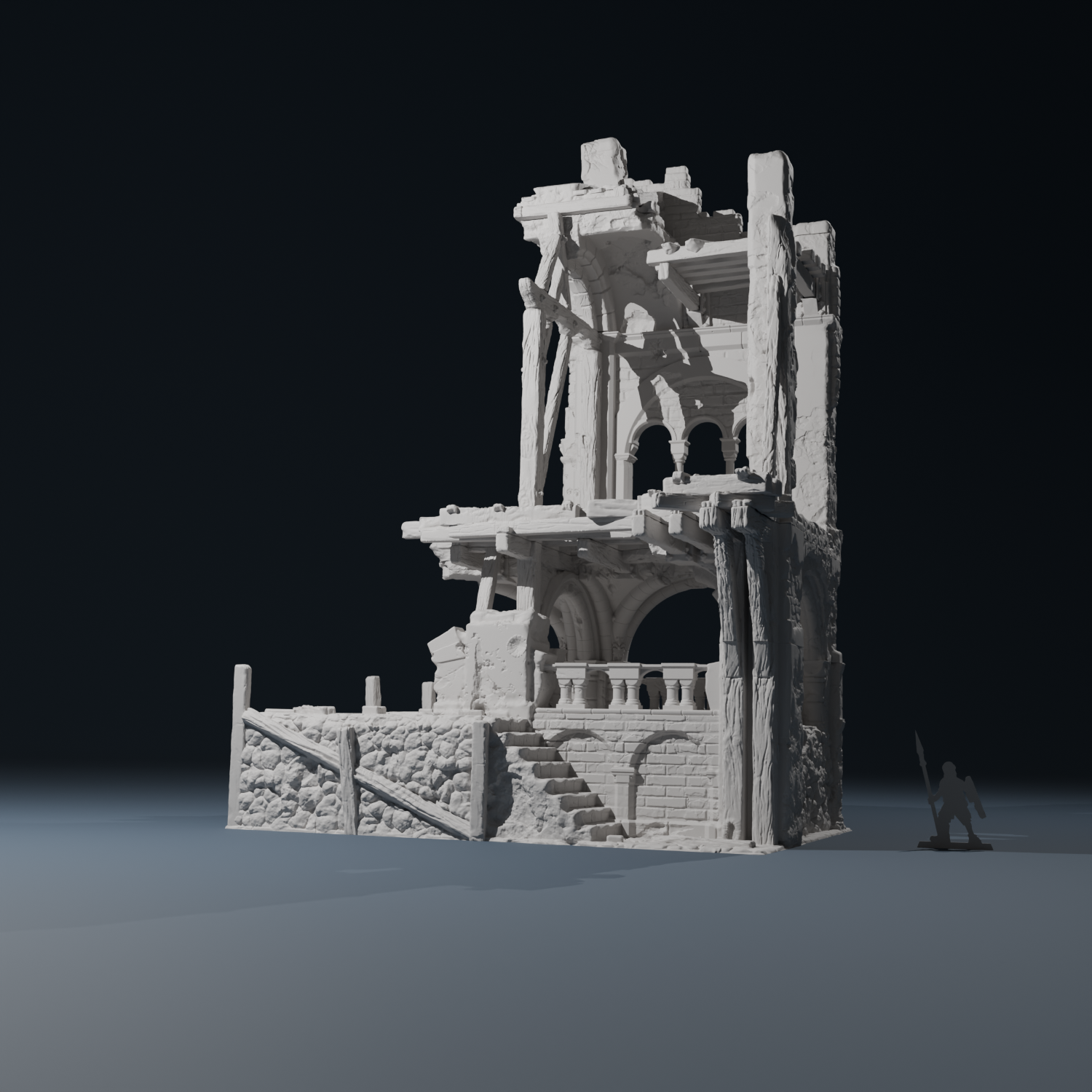 Temple ruins side nave wall 2 by HexBrick - Church, architecture, building, column, decoration, fdm, stone, temple, terrain, wall - Image 4