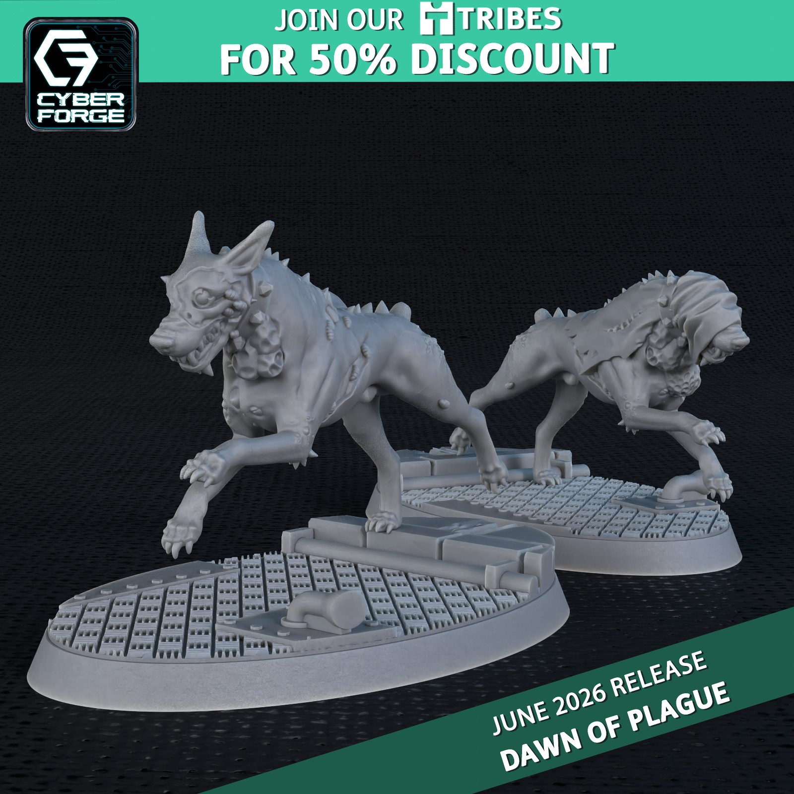 Hollow Hounds - Dawn of Plague by Titan Forge Miniatures, is a proxy for Hound of the Black Grail, in Cult of the Black Grail.