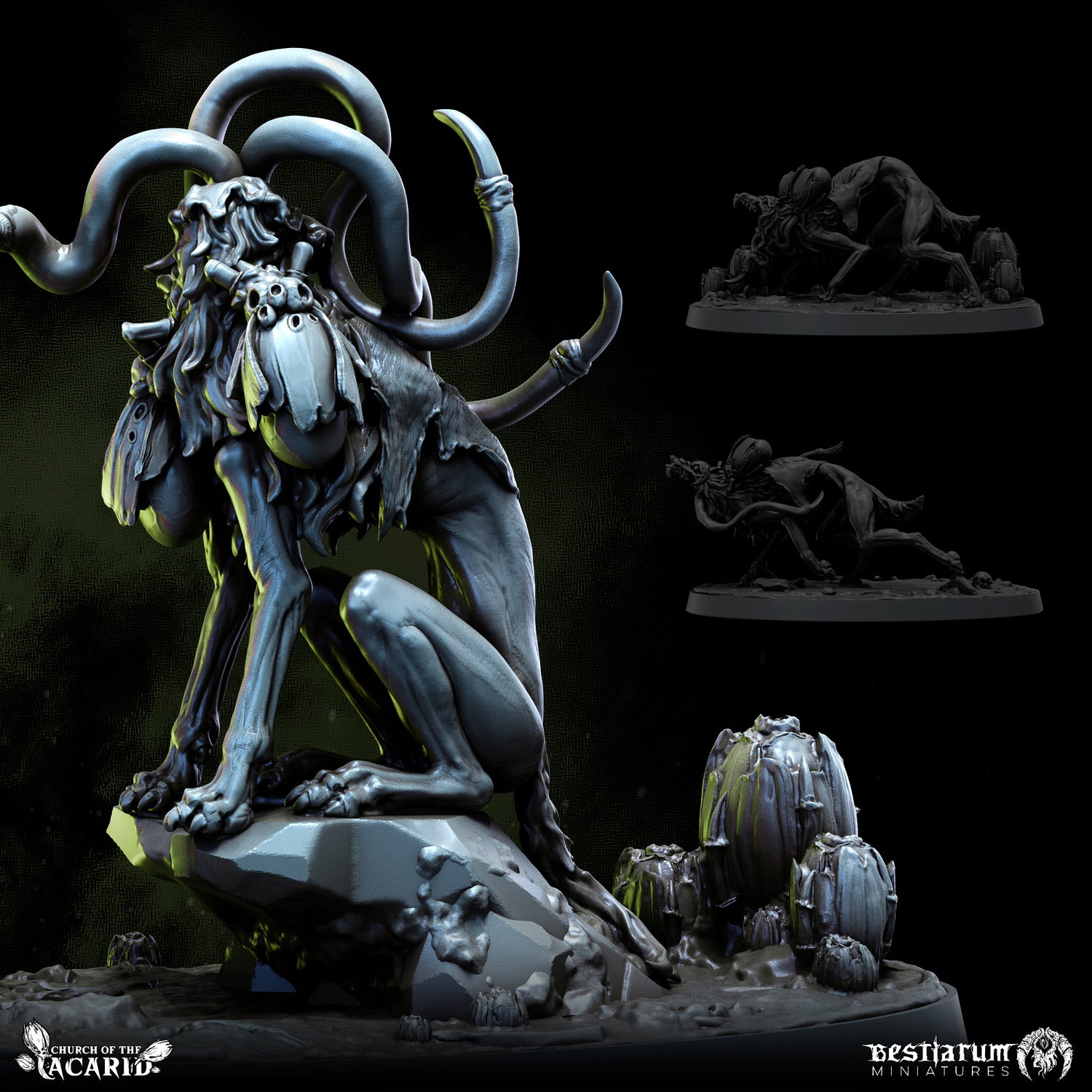 Infested Wolves - Church of the Acarid by Bestiarum Miniatures, is a proxy for Hound of the Black Grail, in Cult of the Black Grail.