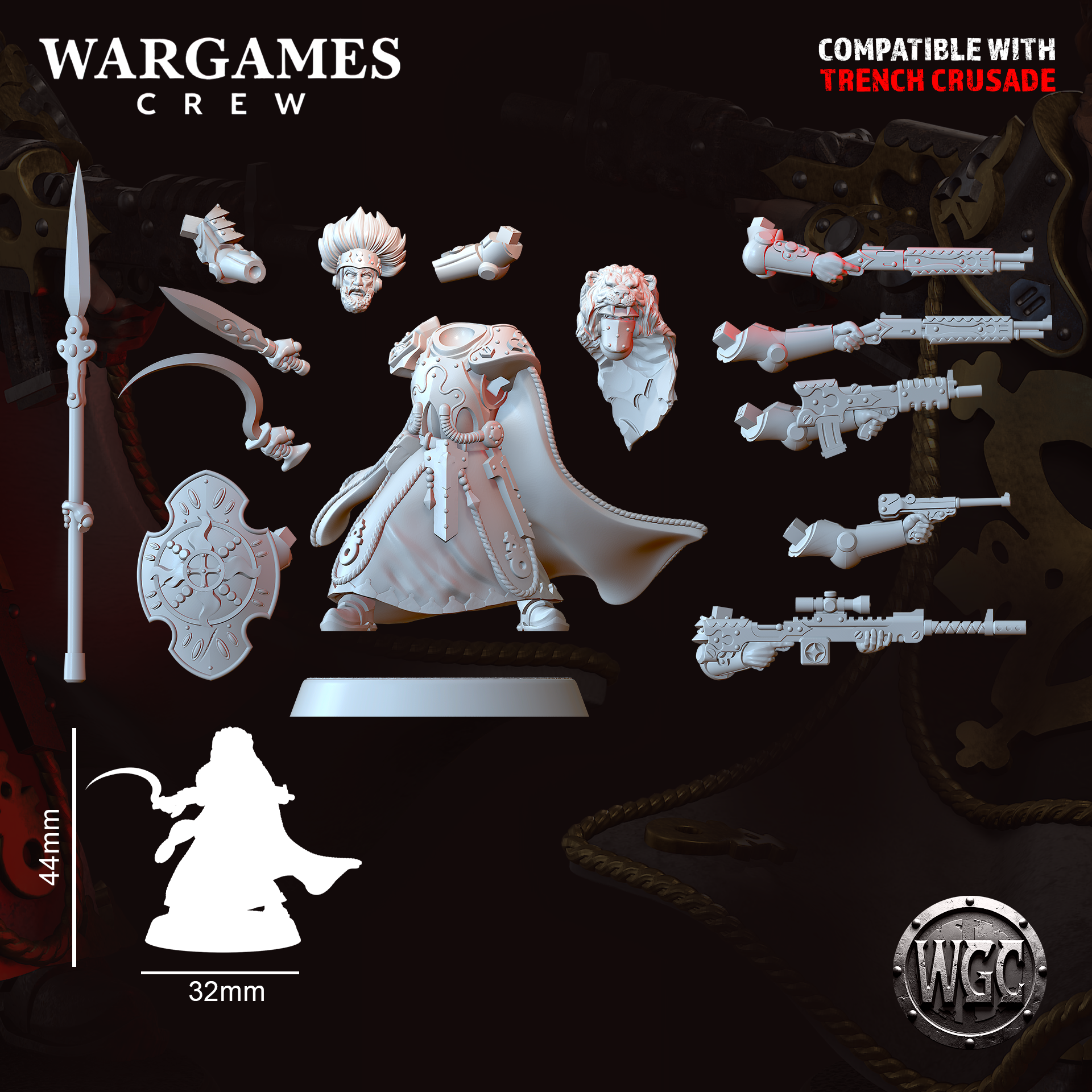 Colonial Phalanx Chewa-Lieutenant - Trench Crusade STL file - Image 4