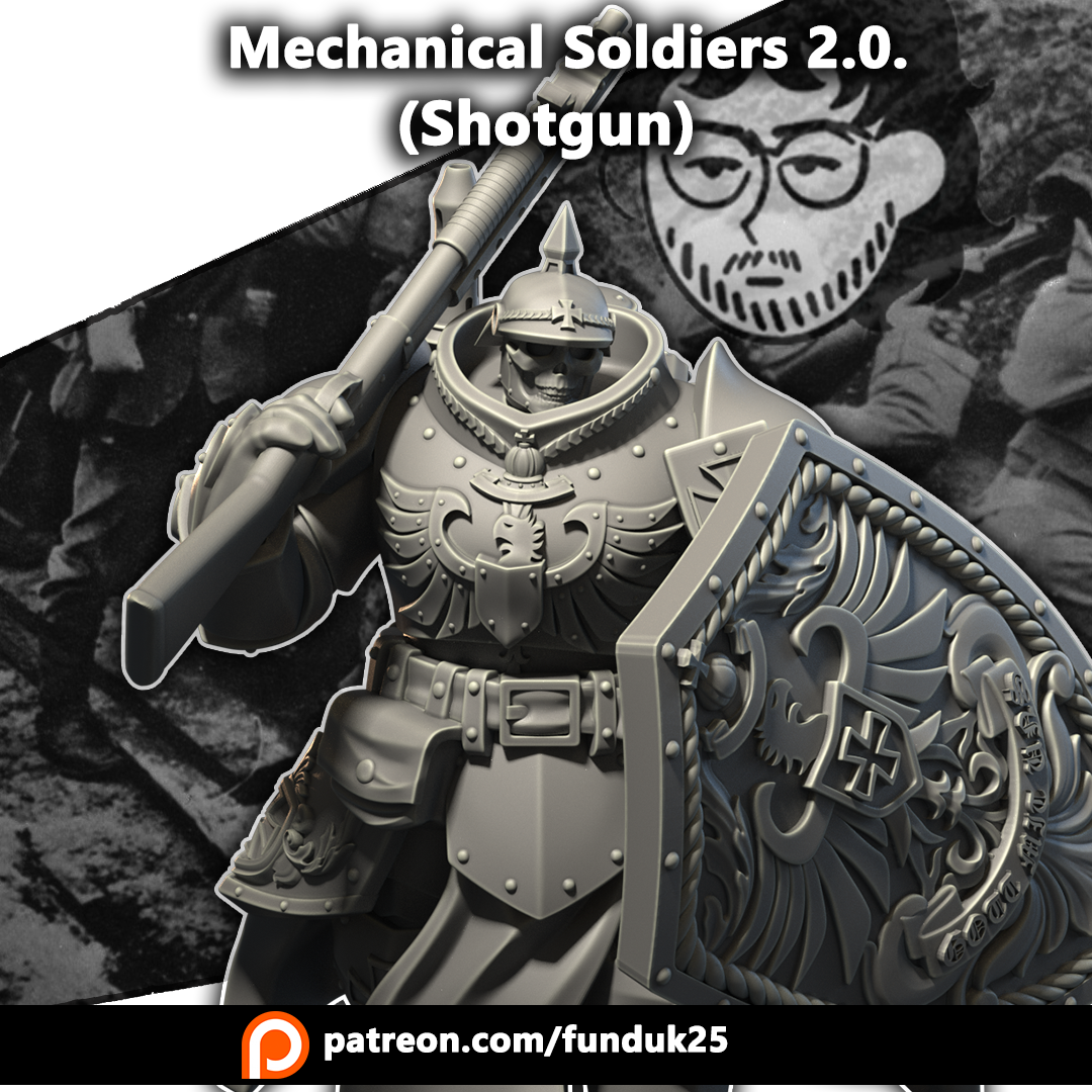 Mechanical Soldiers 2.0. (Shotgun) - Trench Crusade STL file for Mechanised Heavy Infantry
