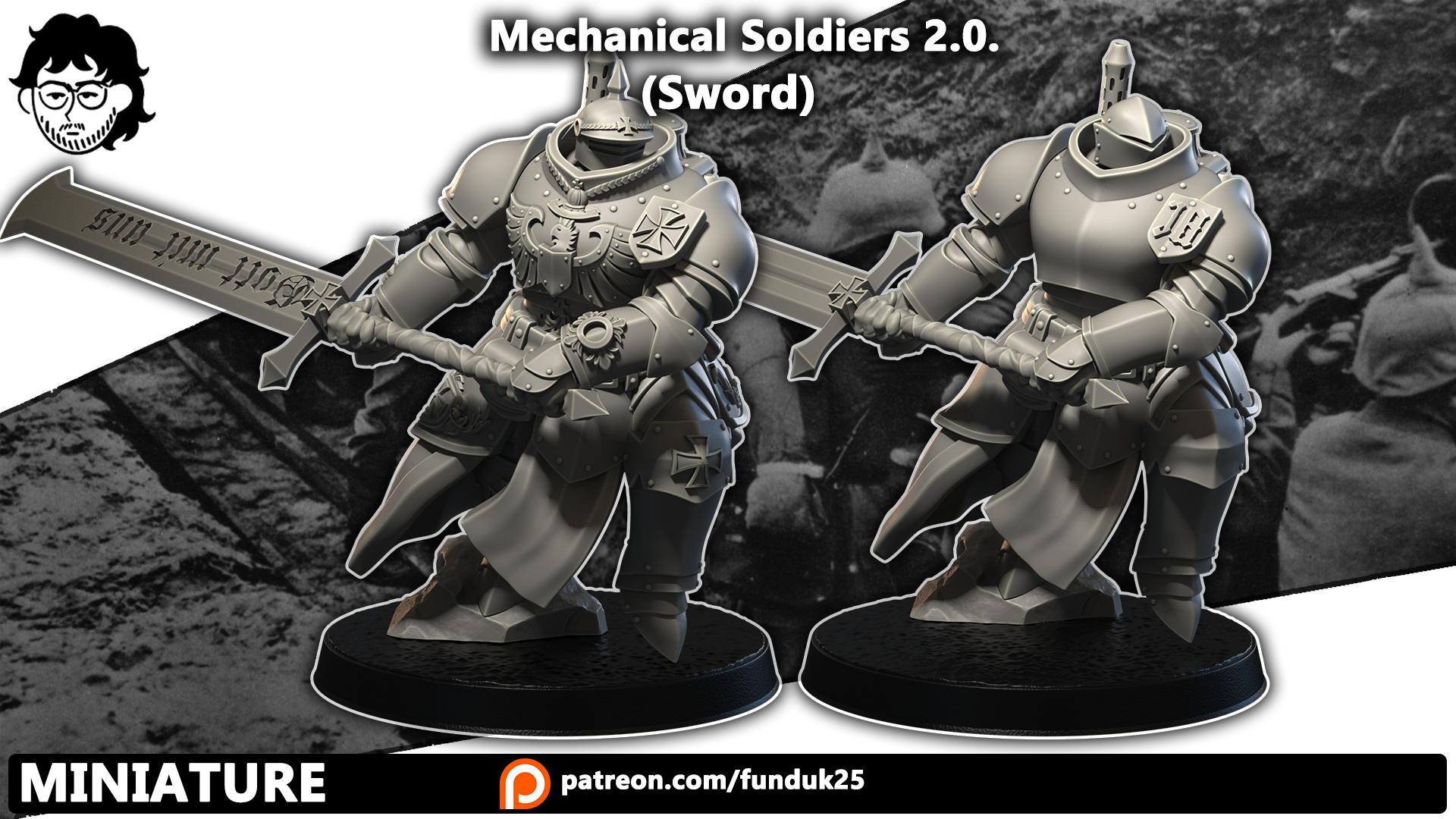 Mechanical Soldiers 2.0. (Sword) - Trench Crusade STL file - Image 2