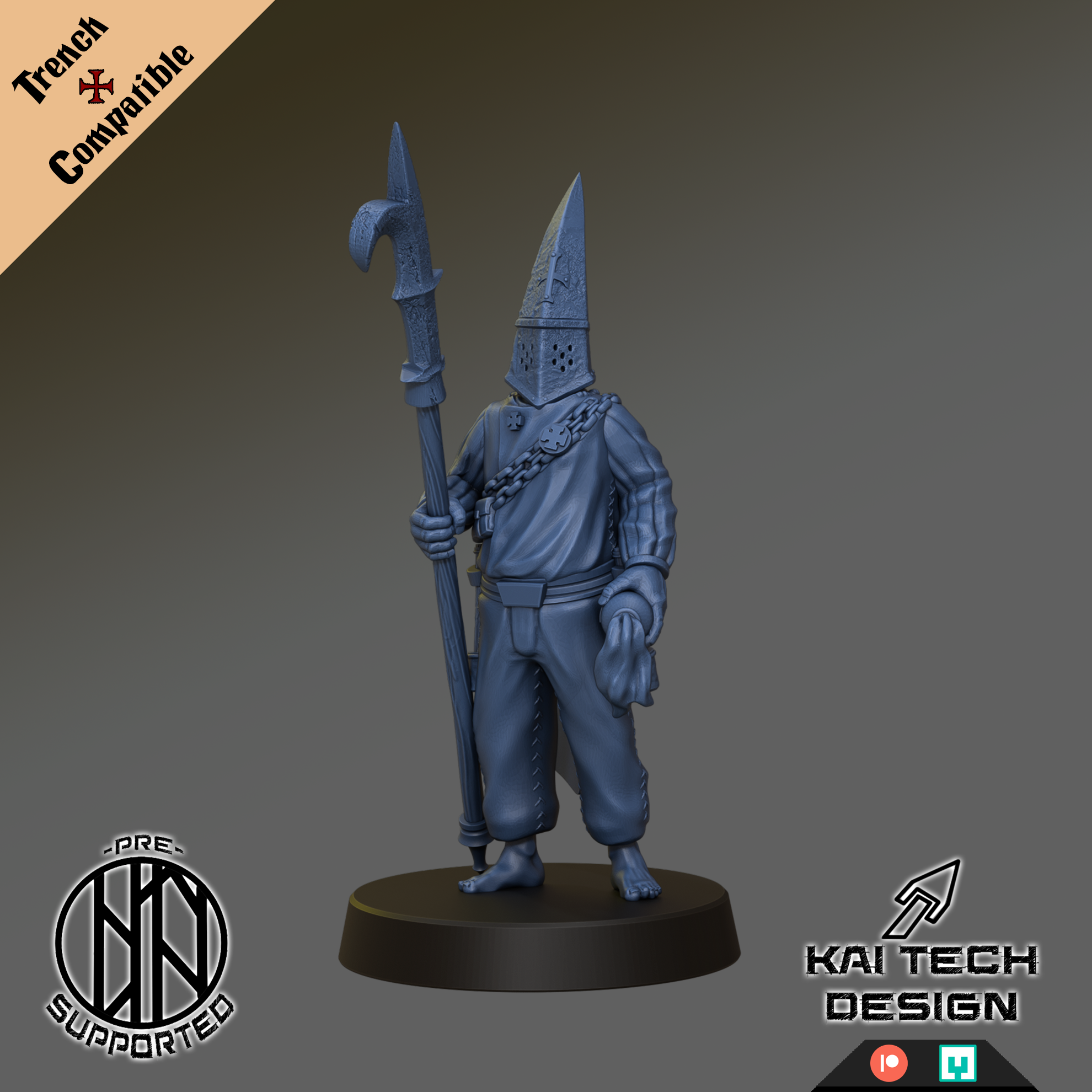 Pilgrims - Soldier 6, billhook and molotolov coctail - Trench Crusade STL file for Trench Pilgrim
