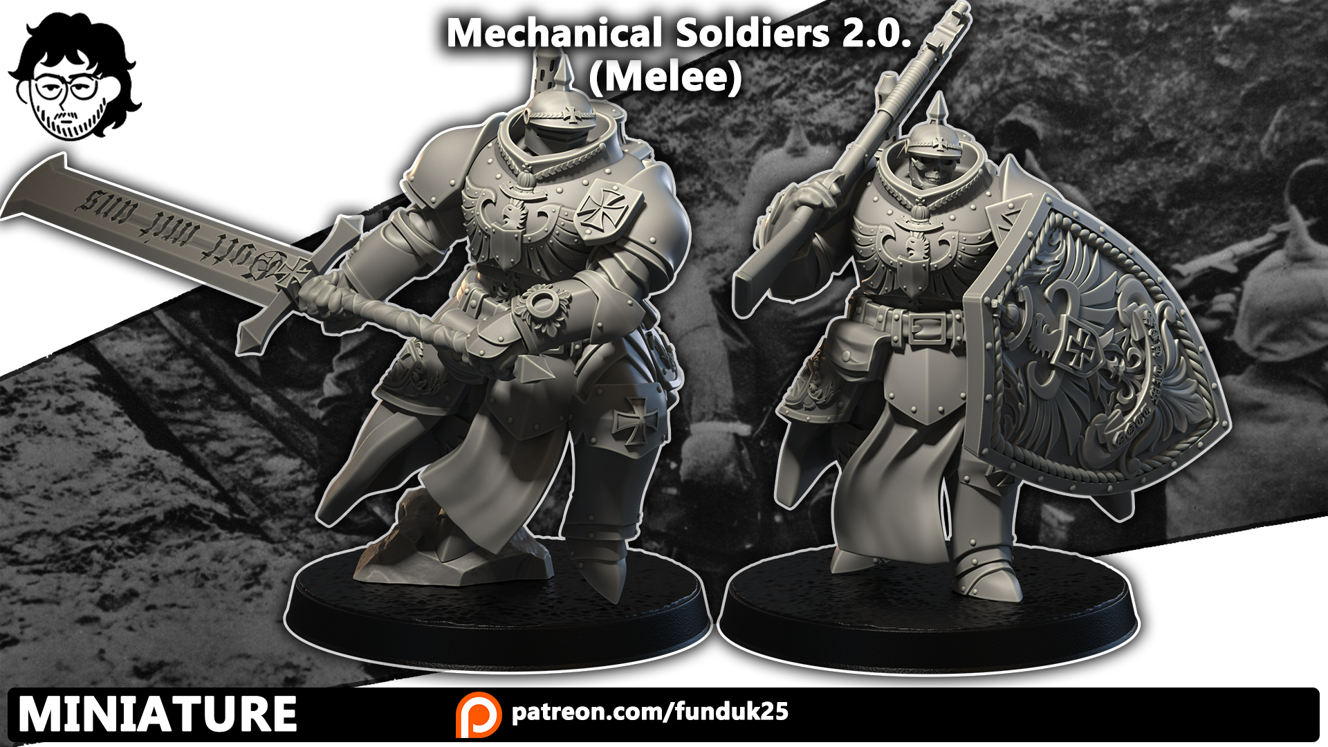 Mechanical Soldiers 2.0. (Melee) - Trench Crusade STL file - Image 3