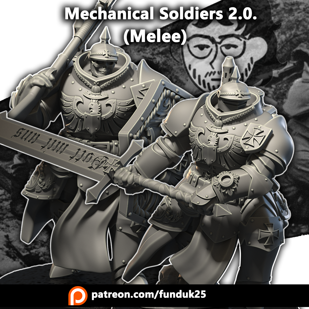 Mechanical Soldiers 2.0. (Melee) - Trench Crusade STL file for Mechanised Heavy Infantry