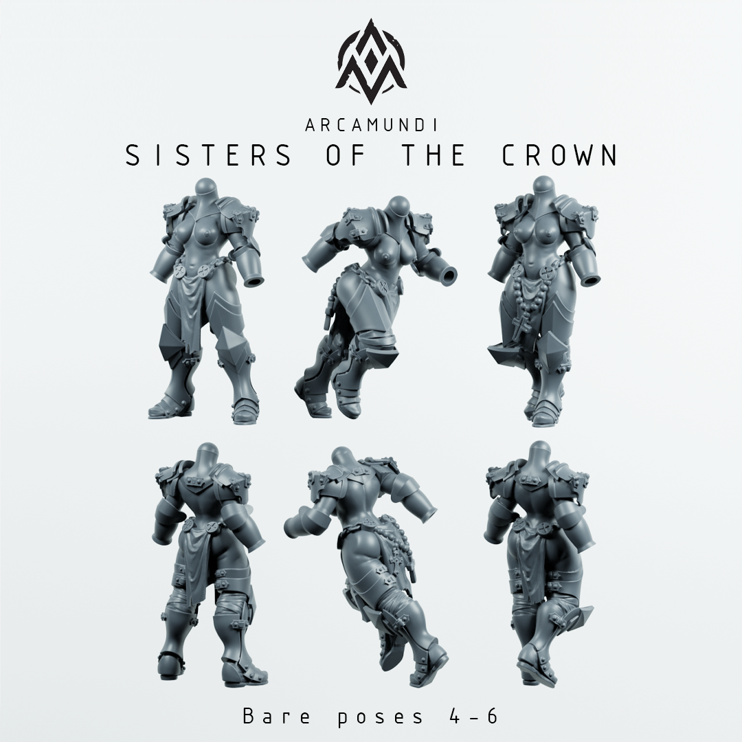 Sisters of the Crown - Bare-chested nun building kit - Trench Crusade STL file - Image 2