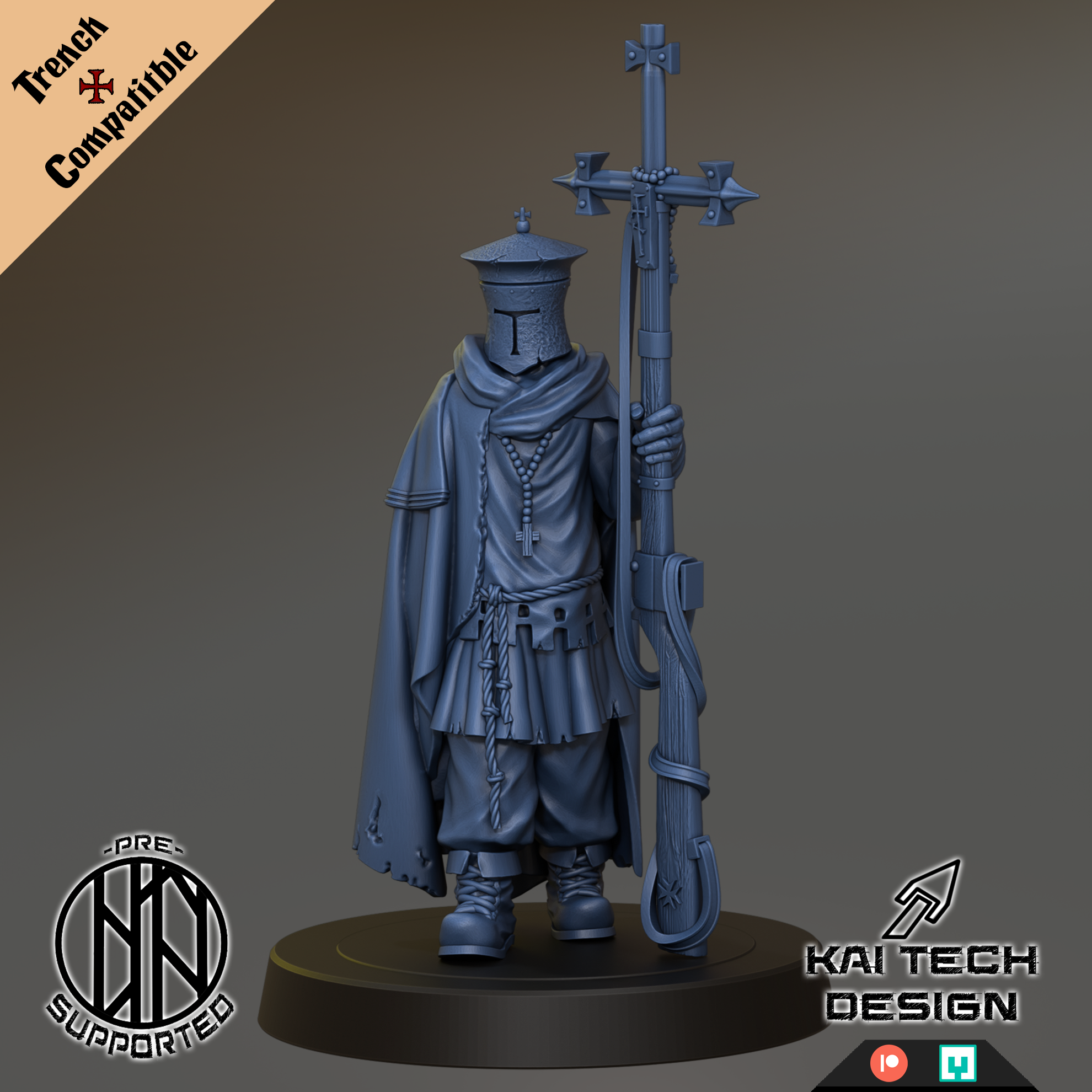 Antioch - Cleric - Trench Crusade STL file for Eire Warrior Priest, Trench Cleric