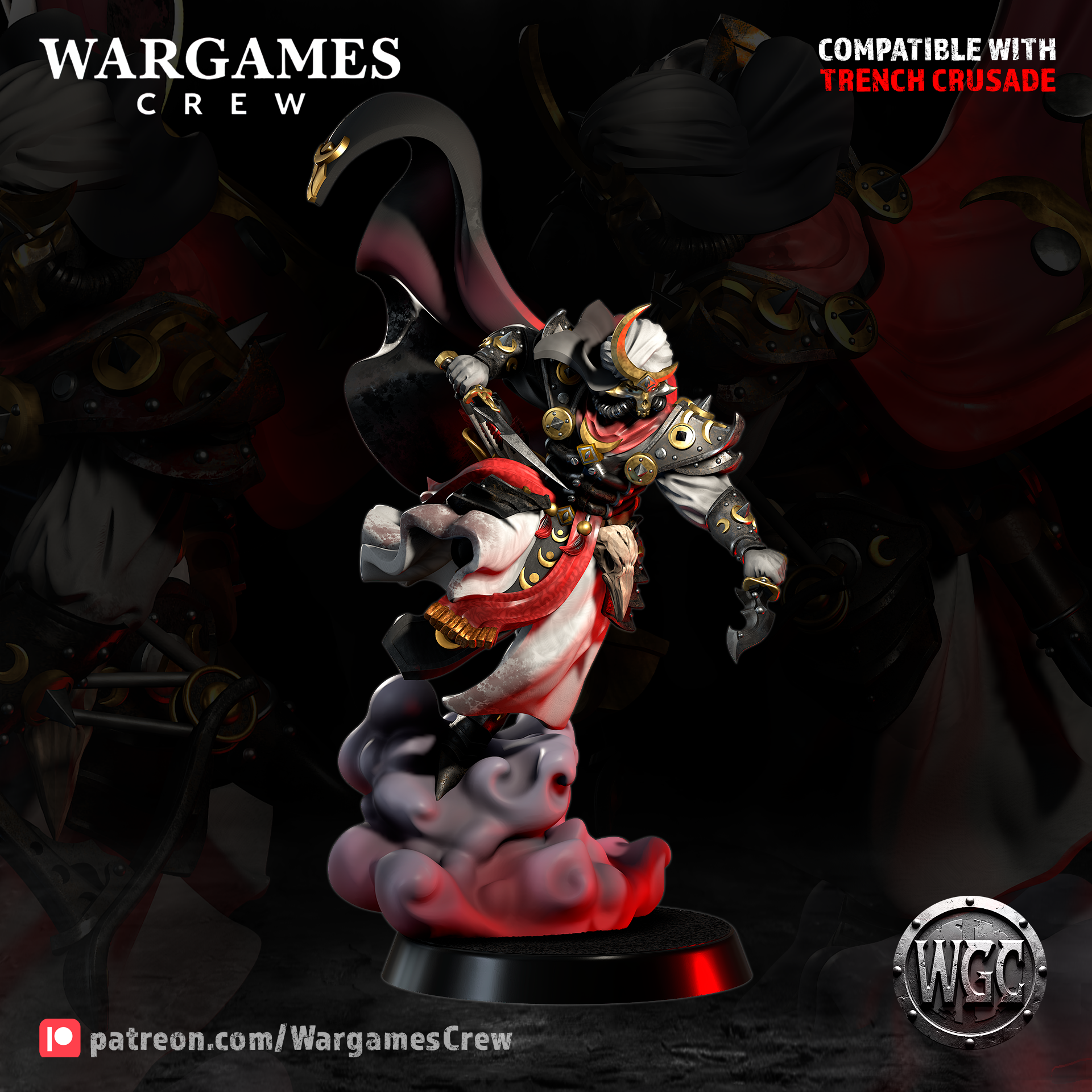 Murideen Assasin Shadeblade Lord - Trench Crusade STL file for Master Assasin, Sultanate Assasin, Assassin Acolyte