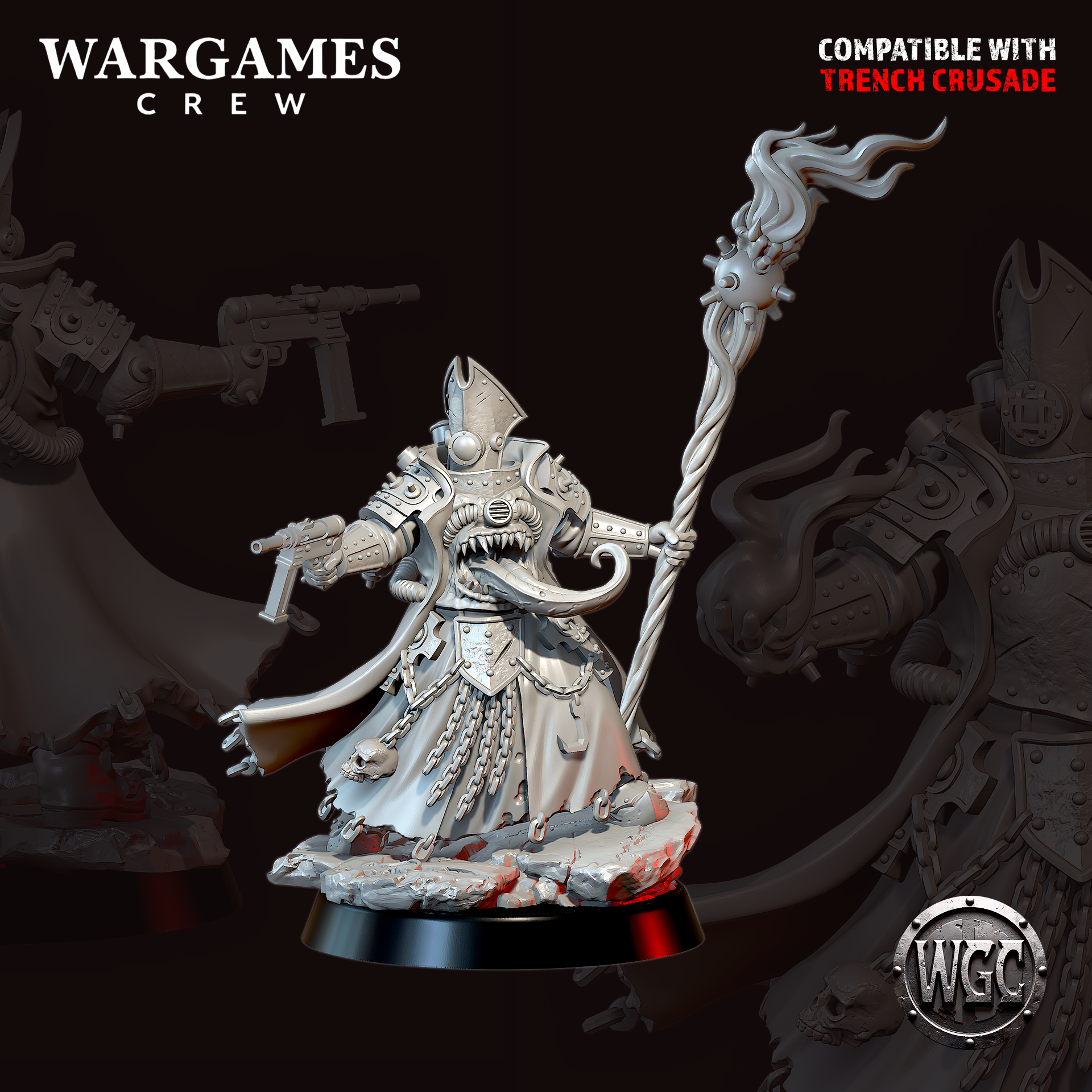 Heretic Abyssal Priest - Trench Crusade STL file for Heretic Priest, Heretic Priest of Mammon