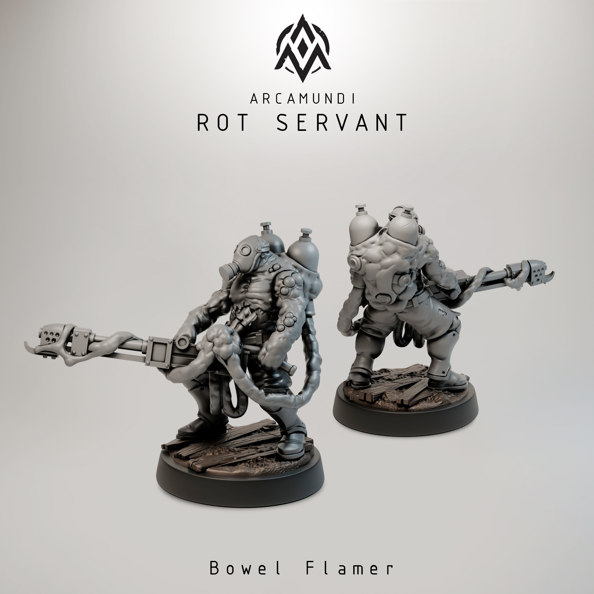 Rot Servant (Bowel Flamer) - Trench Crusade STL file for Heretic Priest, Heretic Priest of Mammon