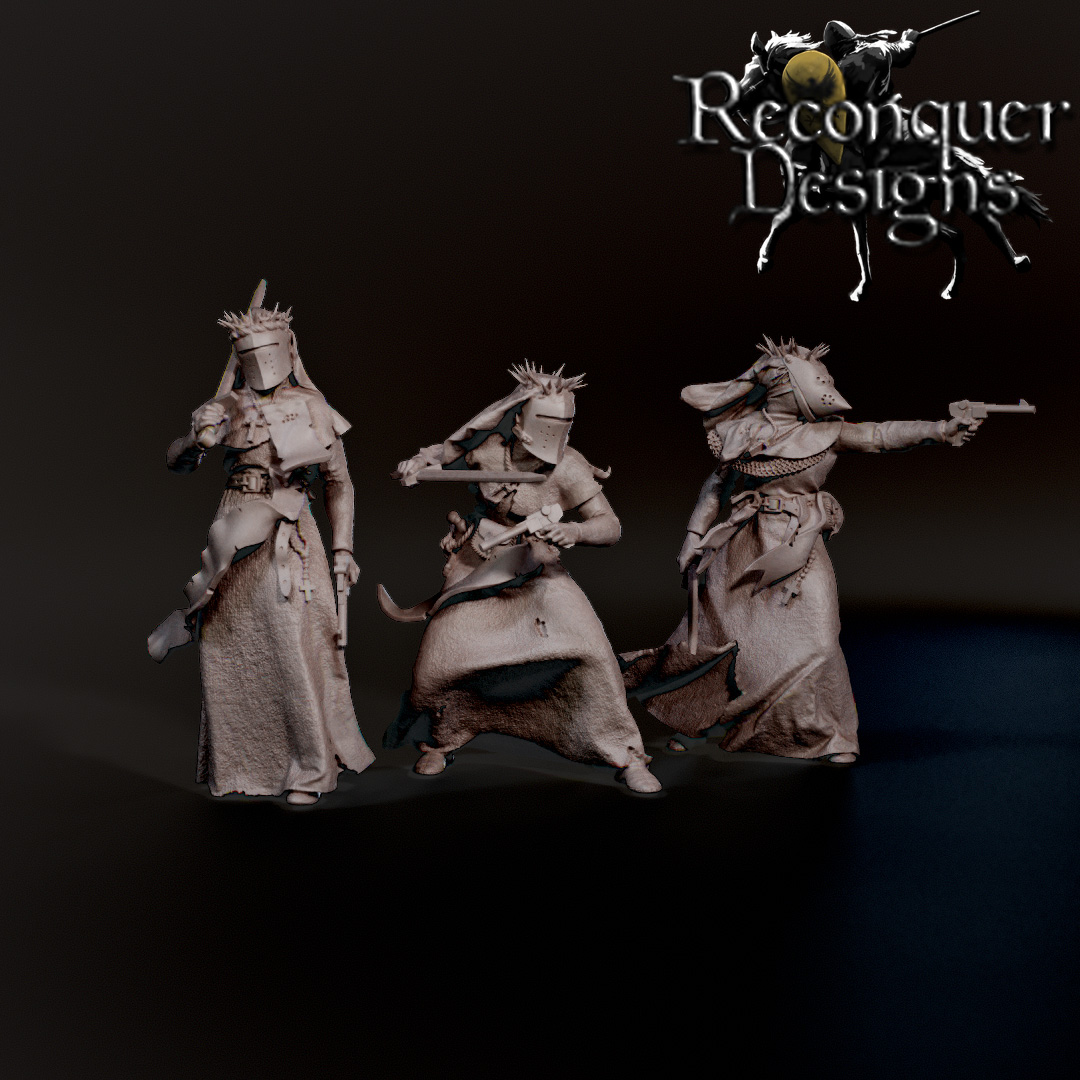 Warrior Nuns #2, 3 and 4 by Reconquer Designs Fantasy, is a proxy for Stigmatic Nun, in Trench Pilgrims.