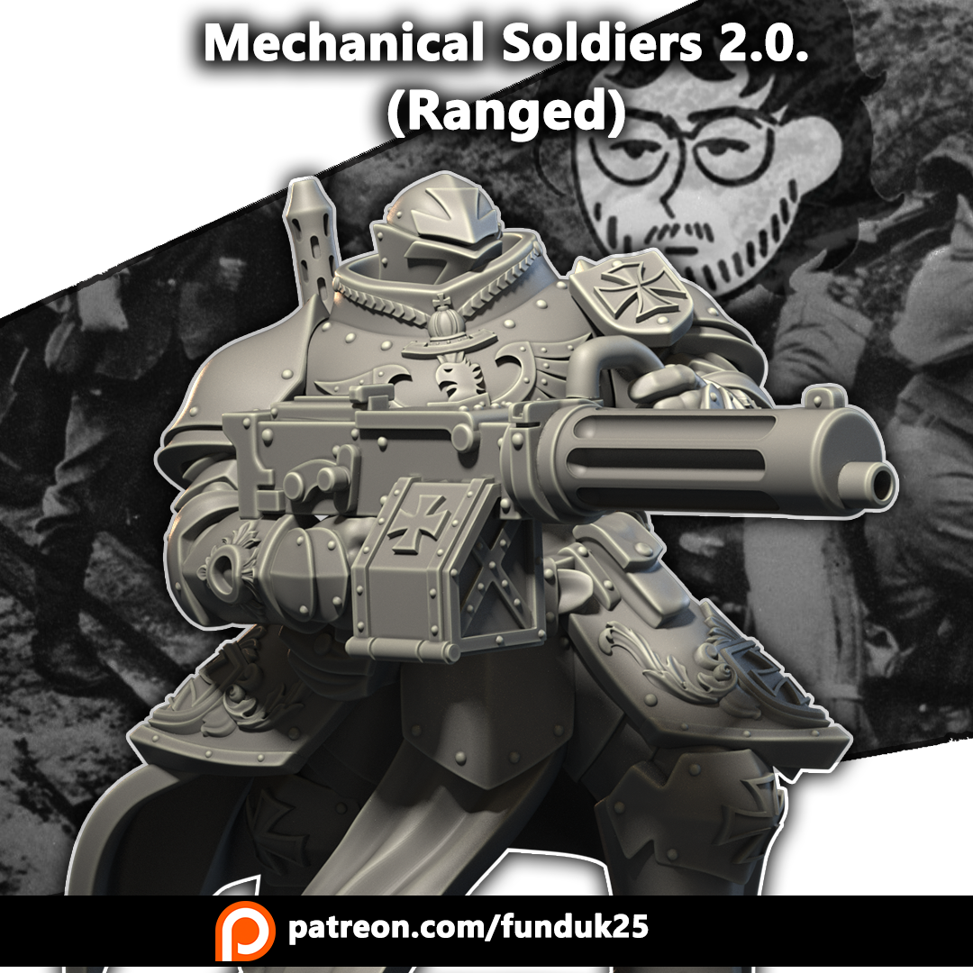 Mechanical Soldiers 2.0. (Ranged) - Trench Crusade STL file for Mechanised Heavy Infantry