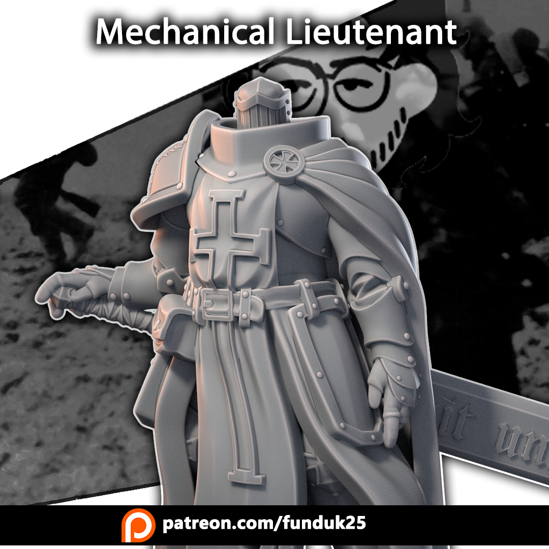 Mechanical Lieutenant - Trench Crusade STL file for Eire Lieutenant, Lieutenant, Highland Lieutenant, Mechanised Heavy Infantry