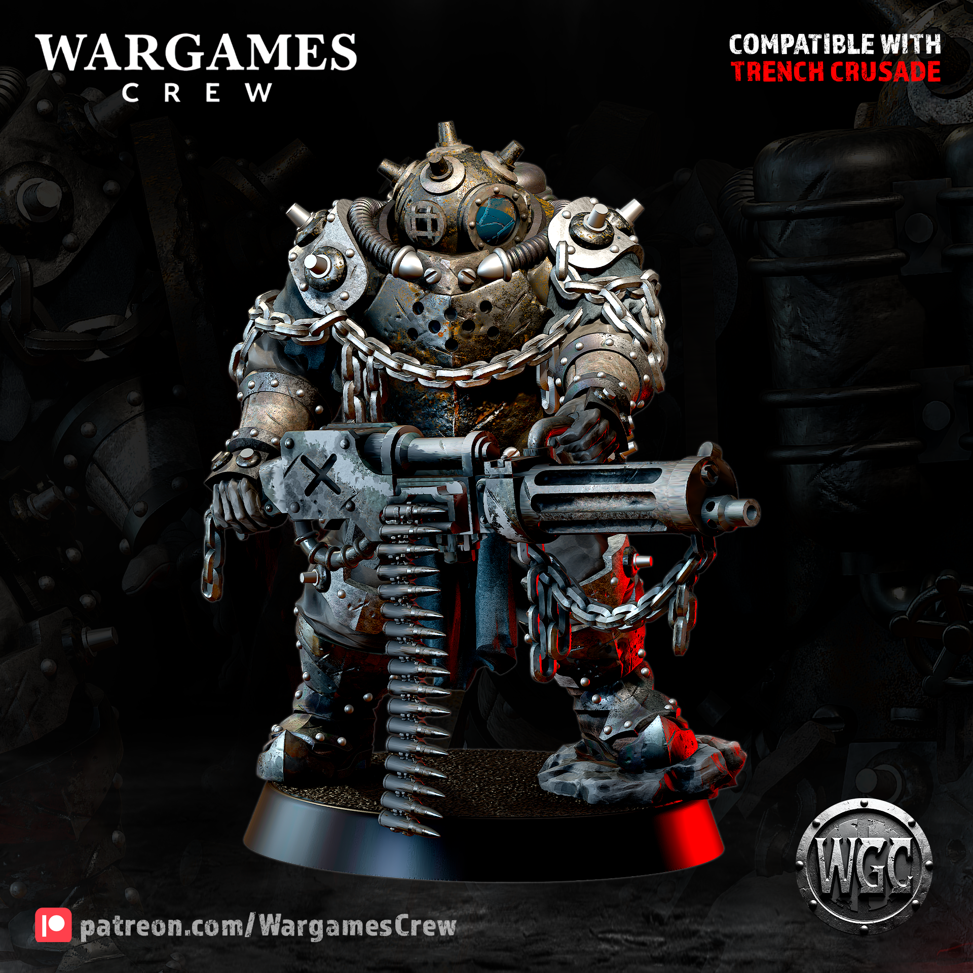 Abyssal Iron Gorger (shooting weapon) toothless - Trench Crusade STL file for Anointed Heavy Infantry